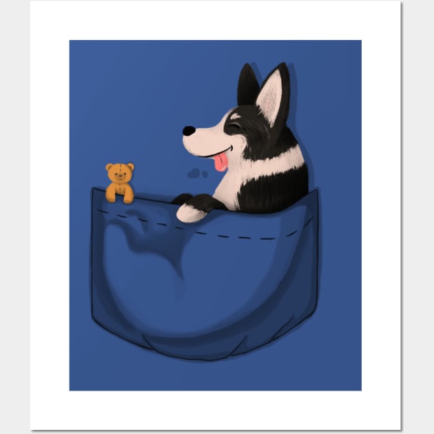 Black Pocket Corgi Wall Art by CorinnaSchlachter